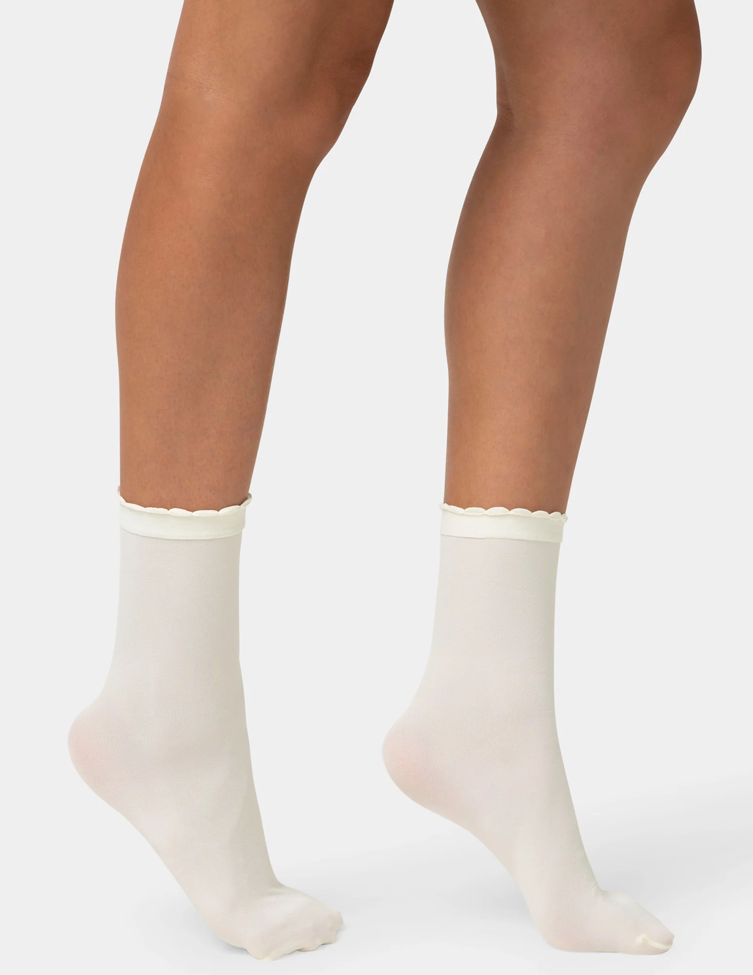 Opaque Scallop Edge Ankle Sock - Image 3